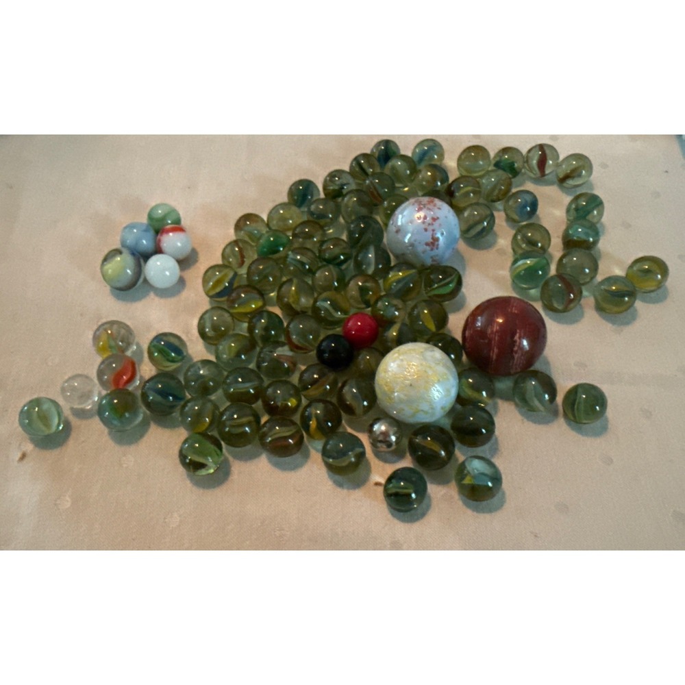 90 Assorted Vintage Marbles 5 Milk 5 Clear